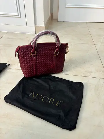Burgundy woven handbag (Adore) with dust bag - gently used