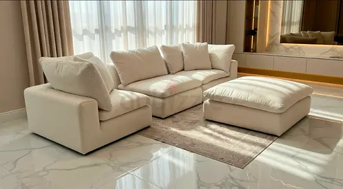 Marina home feather 🪶 filled modular sofa with footstool