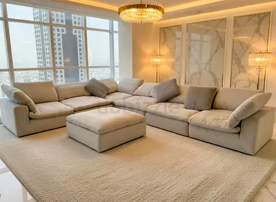 Modular pan home pianca feathers filled sofa with footstool