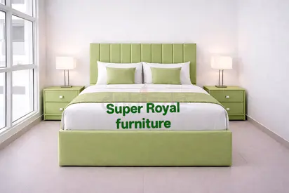 Light green Brand New Queen size bed with medical mattress good quality Queen bed storage