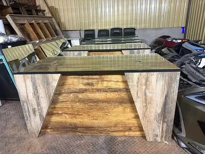 Stylish Wooden office Table with Glass Top