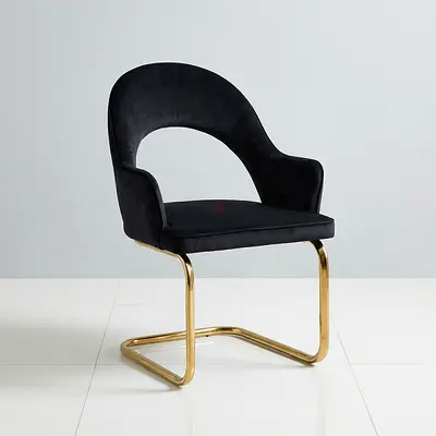 Modern Accent Chair – Velvet Finish with Gold Base