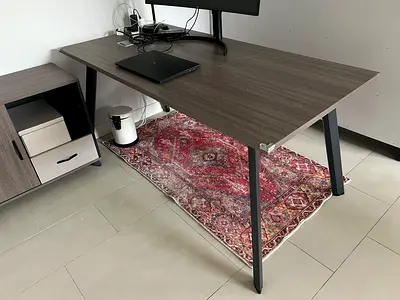 Modern Home Office Computer Desk with Attached Side Cabinet