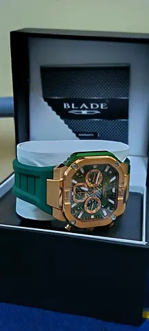 Stylish Blade Sports Watch with Green Band    never used