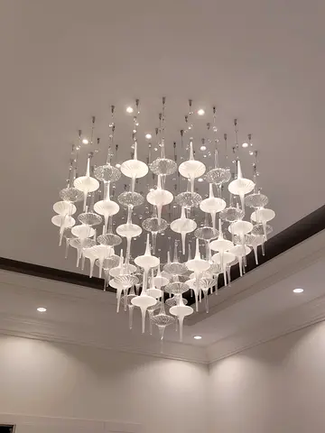 Large Modern Glass Chandelier – Sculptural Ceiling Light