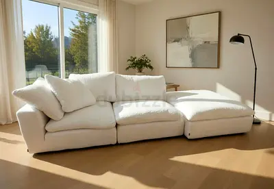 Modular feather filled sofa with footstool luscious