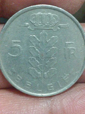 Vintage Belgian 5 Franc Coin