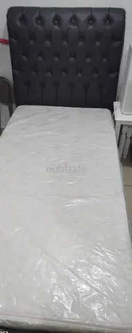 Single Bed with Tufted Headboard and Mattress (Used)