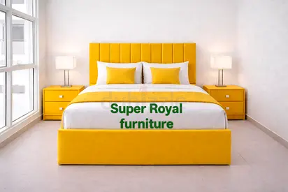 Yellow Brand New Queen size bed with medical mattress good quality Queen bed