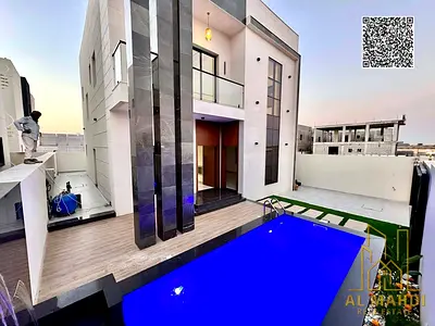 فيلا فاخرة مع مسبح وتكييف مركزي بتشطيبات راقية في **منطقة الباهية – موقع مميز في عجمان شامل رسوم التسجيل بسعر 1,600,000 درهم