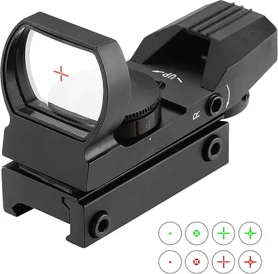 ESSLNB Red Green Dot Sight Reflex Sight Scope with 4 Reticles and 20/22mm Rail Mounts Waterproof