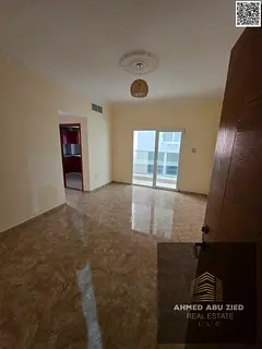 Beautiful 1BR hall, first tenant in Al Rashidiya 2, Ajman, spacious bedroom, hall with balcony, equi