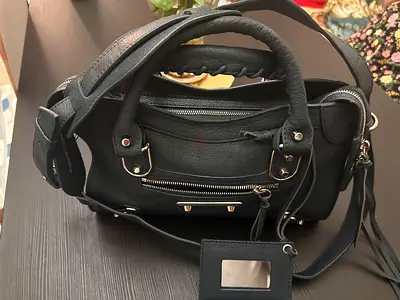 Authentic Balenciaga Classic Metallic Edge City Bag - Silver Hardware Navy blue