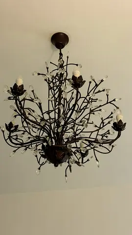Ornate bronze floral chandelier - working condition