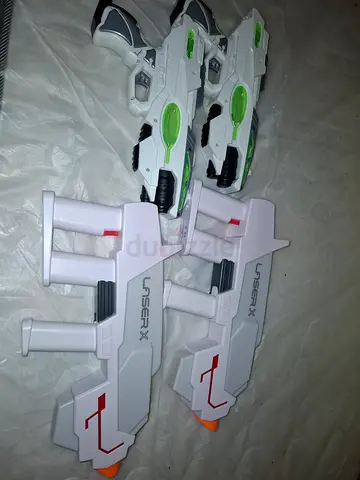 Pair of Laser X toy blasters — used, working