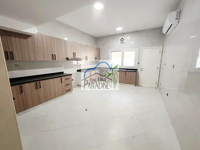 away from fly zone /private entrance 4 bedroom all master villa/large living and dinning/large kitchen/maids room/TV lounge/car parking/rent in mirdif
