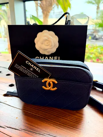 Chanel CC Stitched Caviar Waist Bag - Blue
