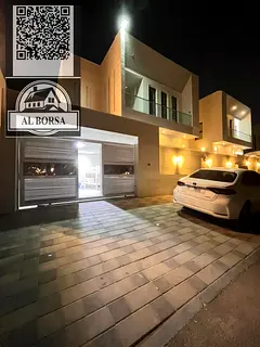 Villa for rent in Al Yasmin, Ajman. 5 bedrooms, living room, majlis, parking, spacious area.