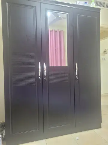 Stylish Black Wardrobe with Mirror