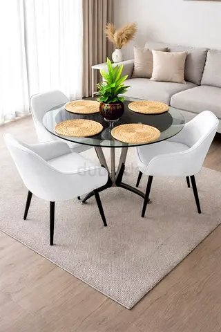 Urgent selling Modern Glass Dining Table with Elegant Chairs