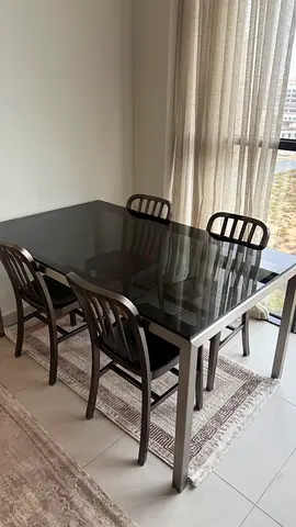 Crate  Barrel High End Steel Dining Set