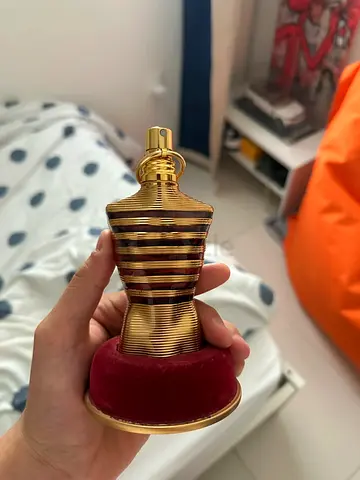 Jean Paul gautier gold mens perfume bottle (used)
