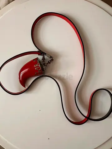 STUNNING Christian Louboutin Loubicharme Red Horn Leather Necklace