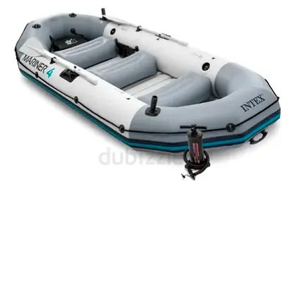 Intex Mariner 4 Inflatable Boat (3-person) with Canopy trolling motor and battery mounts included