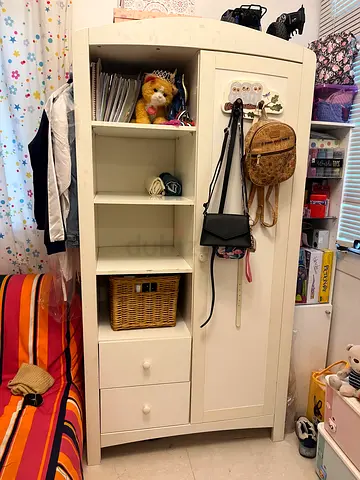 Mothercare Humphrey: Stylish White Wardrobe with Storage Shelves