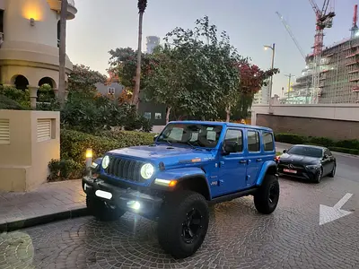 ALMOST BRAND NEW JEEP WRANGLER  SAHARA 2024 GCC HYDRO BLUE FULL OPTIONS FOR SALE!! JEEPERS EDITION!