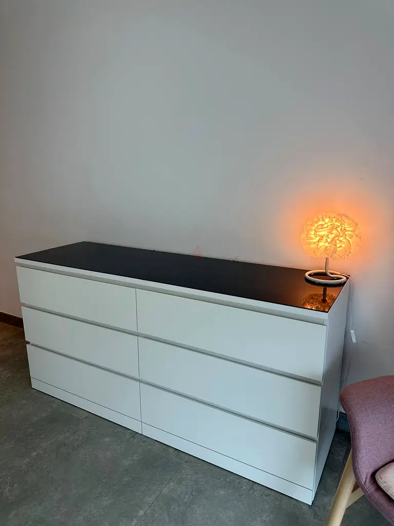Modern White Dresser with Black Glass Top 1604878 cm | dubizzle Dubai Modern White Dresser with Black Glass Top 1604878 cm | dubizzle Dubai