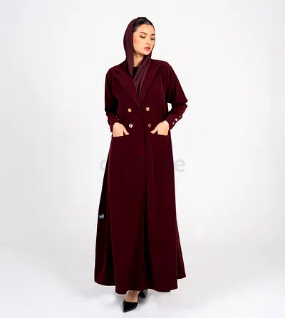 Elegant Burgundy Abaya with Hood