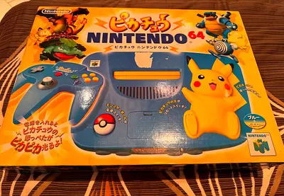Nintendo 64 Pikachu Console System Boxed Pokemon Blue  Yellow Edition + game cart 400 games+hd conv
