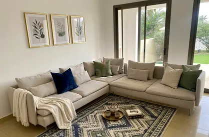 Corner sofa with ottoman Soft fabric, beach color Modern and comfortable design