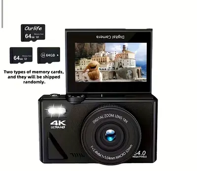 Digital Camera with 4K Ultra HD and Dual Memory Cards