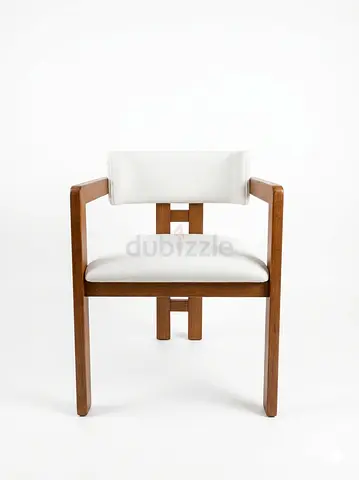 My solid wood armchair with white upholstery - mid-century modern