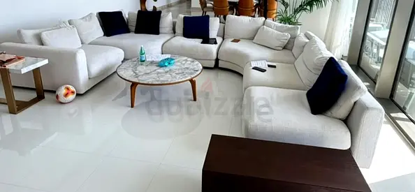 Chattlesmore Stone U Shape sofa with black original Chattlesmore table