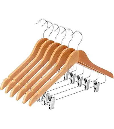 Solid Wood Clothes Hangers with Clips 100dh /100 pcs