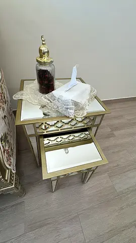 Elegant Nesting Tables with Mirrored Surface (set of 2, total 4 tables)