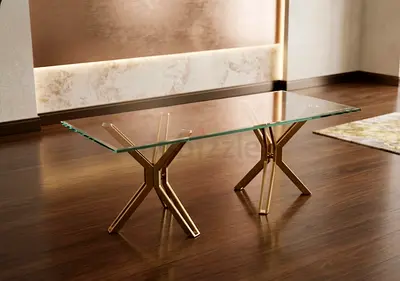 Modern Glass Coffee Table Gold Legs 120x60cm