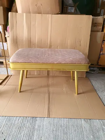 Elegant Upholstered Stool with Gold Legs