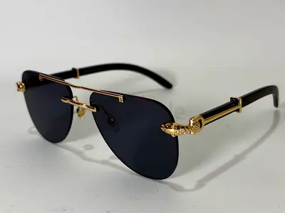 Cartier sunglasses for men Rimless Sunglasses – Gold Frame – Panther Design Arms