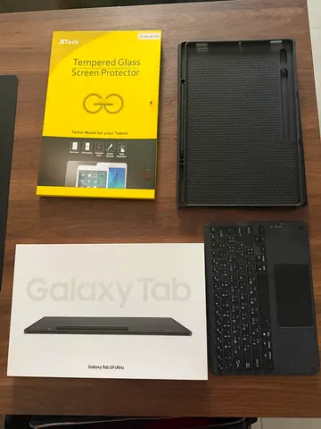 Samsung Galaxy Tab S9 Ultra 5G with Keyboard and Tempered Glass Screen Protector and cover