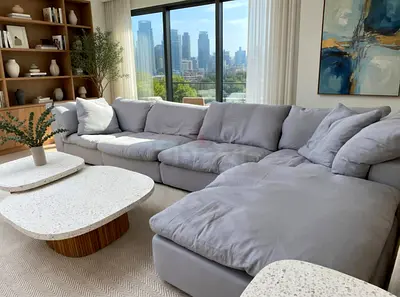 Loom collection modular feather filled sofa with footstool