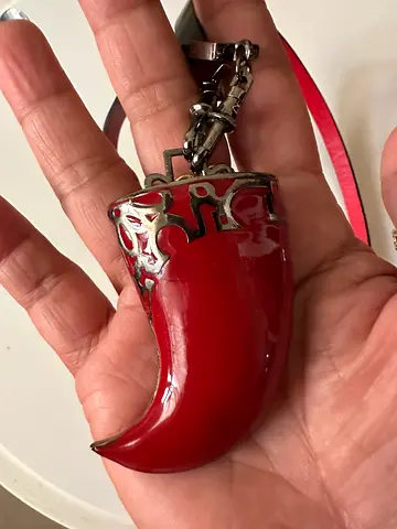 STUNNING Christian Louboutin Loubicharme Red Horn Leather Necklace