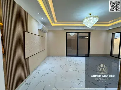 5 غرفة ماستر صالة كبيرة مجلس عربي مطبخ واسع 7 حمام تشطيب سوبر لوكس تكييف مركزي غرفة خادمة خزائن حائط تسهيلات في الدفع قريب لمخرج دبي الشارقة تامين شيك
