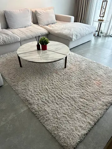 Grey  White Plush Area Rug – 160×230 cm