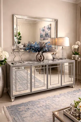 Luxury Mirrored Console Table + FREE Decor Set
