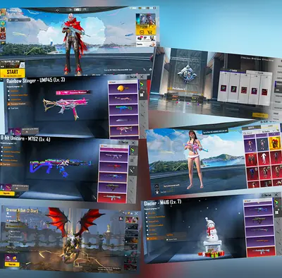 PUBG Mobile account —gc max multiple rare weapon skins, outfits  characters