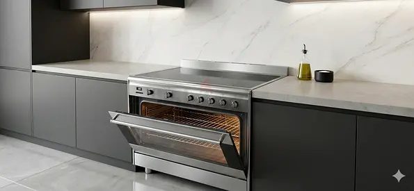 SMEG latest model full electric ceramic 5 hobs cooking range oven dual fan stove 90x60 BY HWS